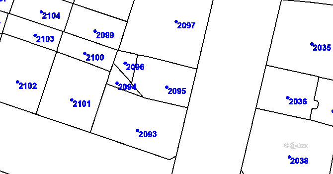 Parcela st. 2095 v KÚ Vinohrady, Katastrální mapa