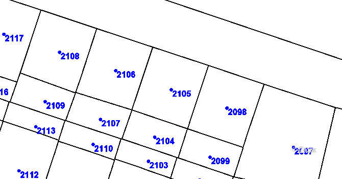 Parcela st. 2105 v KÚ Vinohrady, Katastrální mapa