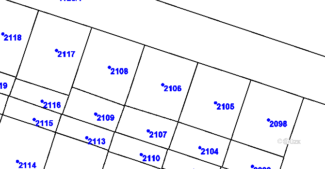 Parcela st. 2106 v KÚ Vinohrady, Katastrální mapa