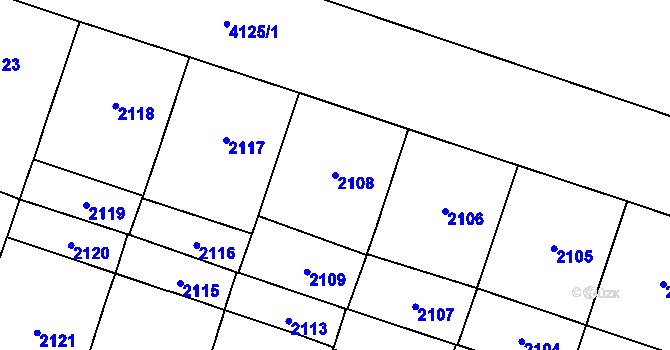 Parcela st. 2108 v KÚ Vinohrady, Katastrální mapa