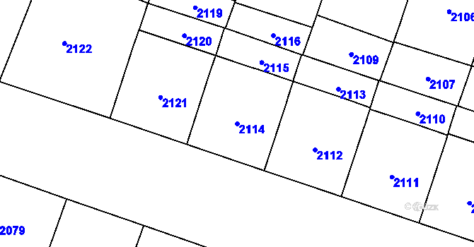 Parcela st. 2114 v KÚ Vinohrady, Katastrální mapa