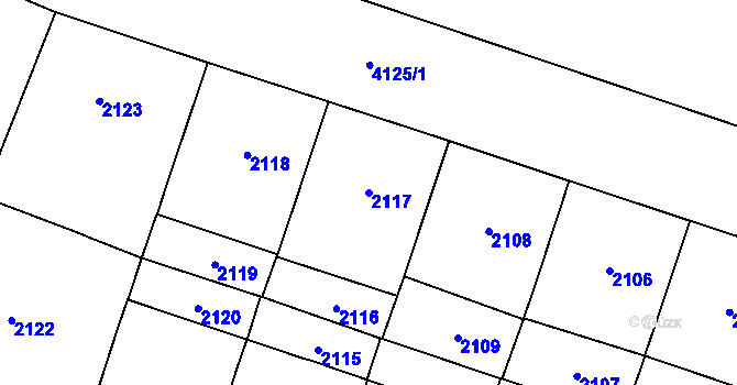 Parcela st. 2117 v KÚ Vinohrady, Katastrální mapa