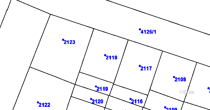 Parcela st. 2118 v KÚ Vinohrady, Katastrální mapa