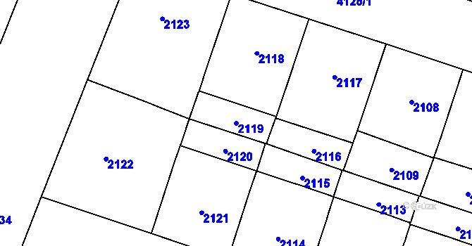 Parcela st. 2119 v KÚ Vinohrady, Katastrální mapa