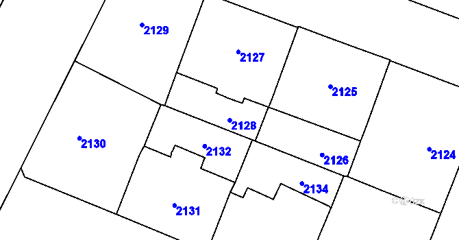 Parcela st. 2128 v KÚ Vinohrady, Katastrální mapa