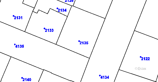Parcela st. 2135 v KÚ Vinohrady, Katastrální mapa