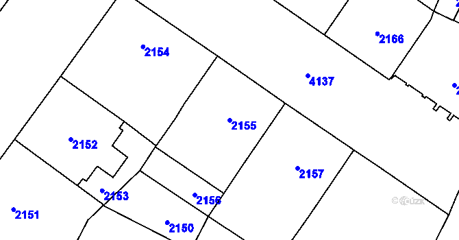 Parcela st. 2155 v KÚ Vinohrady, Katastrální mapa