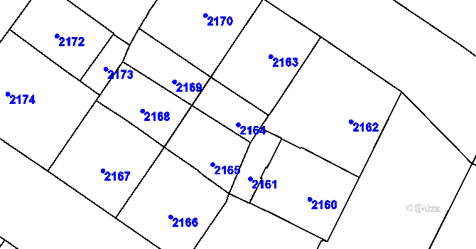 Parcela st. 2164 v KÚ Vinohrady, Katastrální mapa