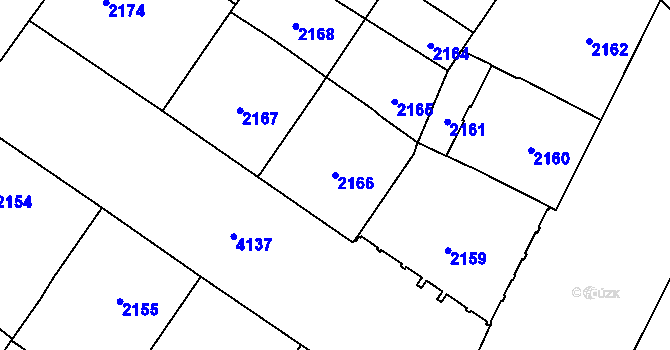 Parcela st. 2166 v KÚ Vinohrady, Katastrální mapa