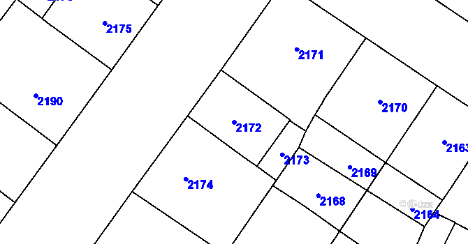 Parcela st. 2172 v KÚ Vinohrady, Katastrální mapa