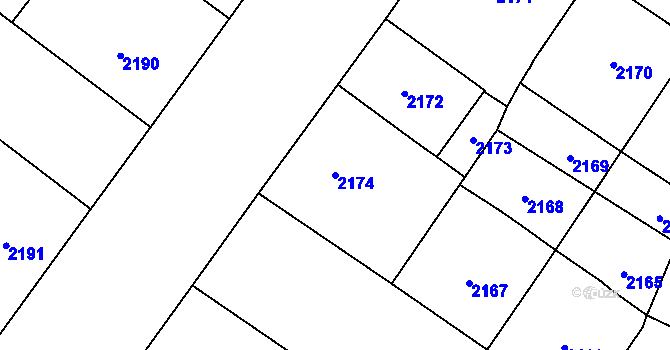 Parcela st. 2174 v KÚ Vinohrady, Katastrální mapa