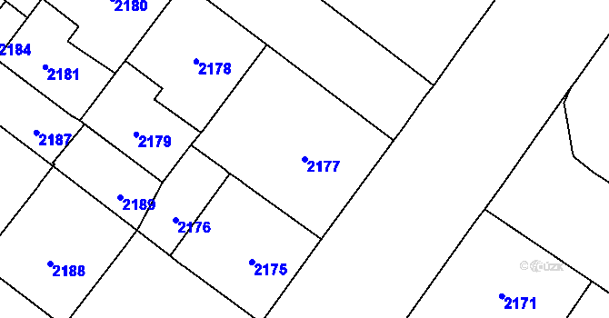 Parcela st. 2177 v KÚ Vinohrady, Katastrální mapa
