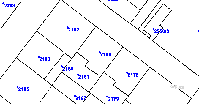 Parcela st. 2180 v KÚ Vinohrady, Katastrální mapa