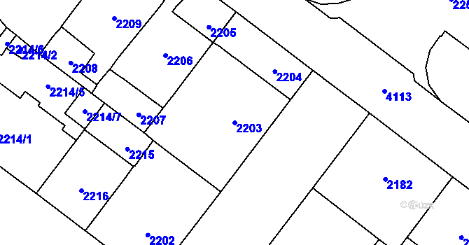 Parcela st. 2203 v KÚ Vinohrady, Katastrální mapa