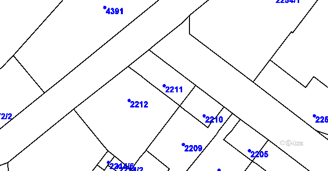 Parcela st. 2211 v KÚ Vinohrady, Katastrální mapa