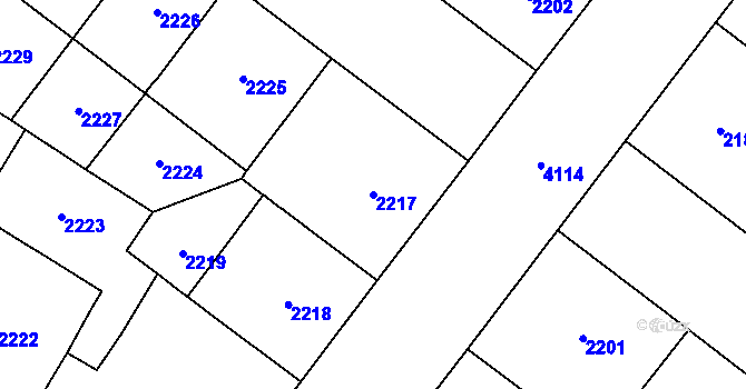 Parcela st. 2217 v KÚ Vinohrady, Katastrální mapa