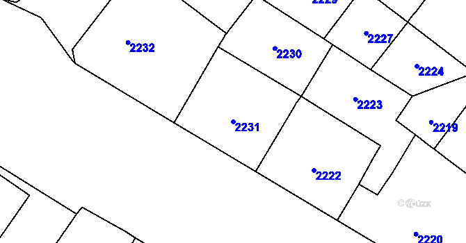Parcela st. 2231 v KÚ Vinohrady, Katastrální mapa