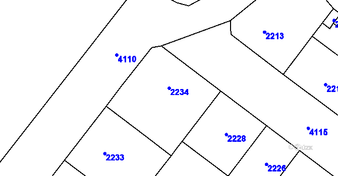 Parcela st. 2234 v KÚ Vinohrady, Katastrální mapa