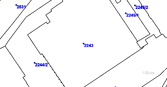 Parcela st. 2243 v KÚ Vinohrady, Katastrální mapa