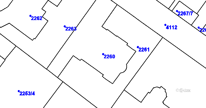 Parcela st. 2260 v KÚ Vinohrady, Katastrální mapa