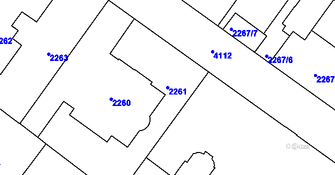 Parcela st. 2261 v KÚ Vinohrady, Katastrální mapa