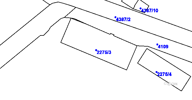 Parcela st. 2275/3 v KÚ Vinohrady, Katastrální mapa