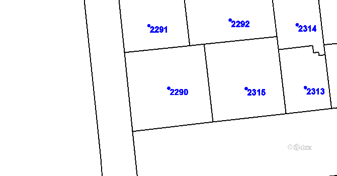 Parcela st. 2290 v KÚ Vinohrady, Katastrální mapa