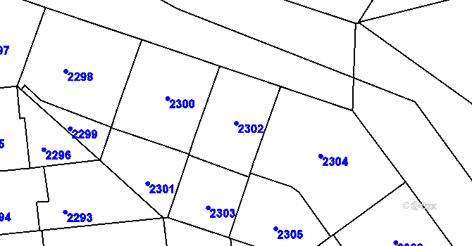 Parcela st. 2302 v KÚ Vinohrady, Katastrální mapa