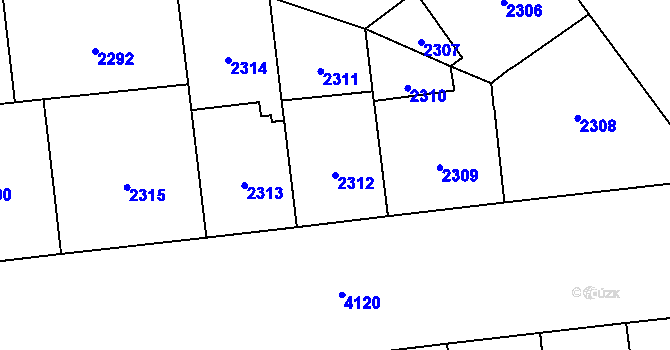 Parcela st. 2312 v KÚ Vinohrady, Katastrální mapa