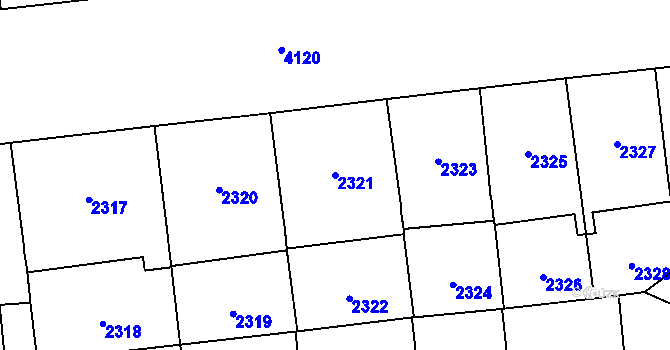 Parcela st. 2321 v KÚ Vinohrady, Katastrální mapa