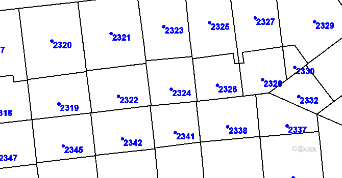 Parcela st. 2324 v KÚ Vinohrady, Katastrální mapa