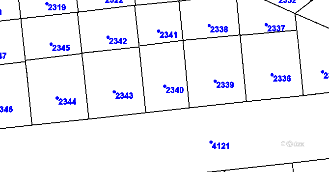 Parcela st. 2340 v KÚ Vinohrady, Katastrální mapa