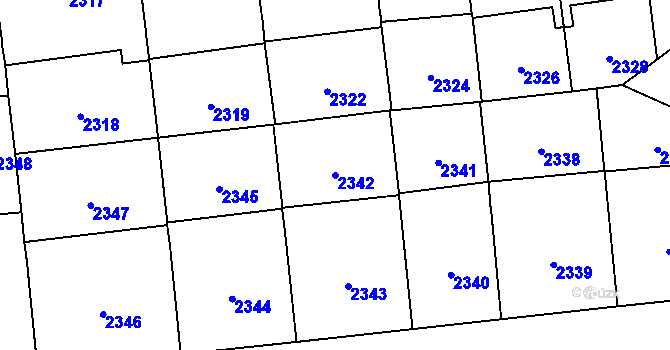 Parcela st. 2342 v KÚ Vinohrady, Katastrální mapa