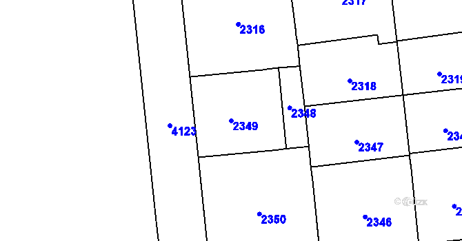 Parcela st. 2349 v KÚ Vinohrady, Katastrální mapa