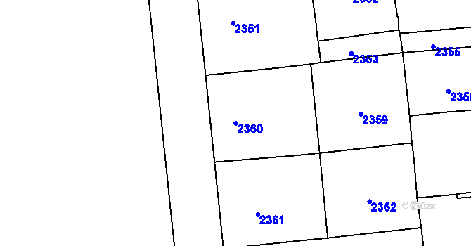 Parcela st. 2360 v KÚ Vinohrady, Katastrální mapa
