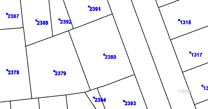 Parcela st. 2380 v KÚ Vinohrady, Katastrální mapa