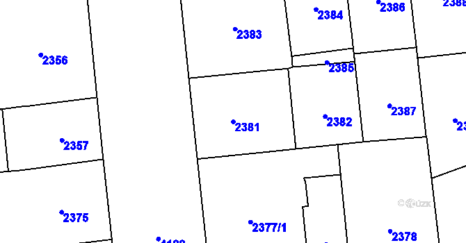 Parcela st. 2381 v KÚ Vinohrady, Katastrální mapa