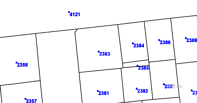 Parcela st. 2383 v KÚ Vinohrady, Katastrální mapa