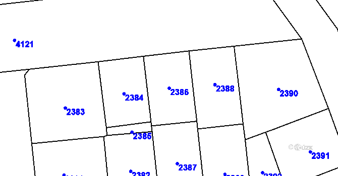 Parcela st. 2386 v KÚ Vinohrady, Katastrální mapa
