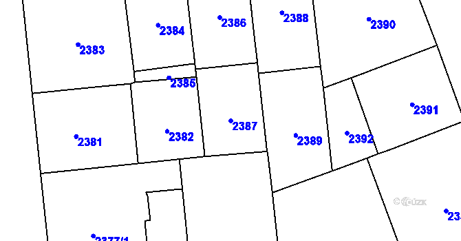Parcela st. 2387 v KÚ Vinohrady, Katastrální mapa