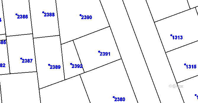 Parcela st. 2391 v KÚ Vinohrady, Katastrální mapa