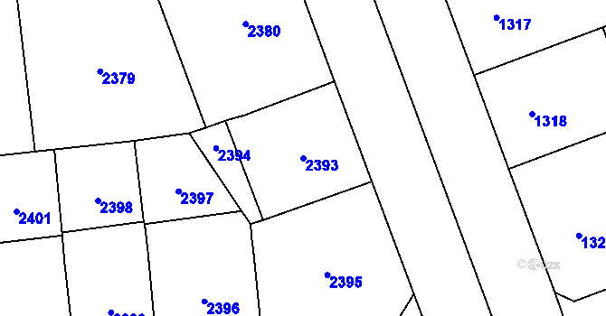Parcela st. 2393 v KÚ Vinohrady, Katastrální mapa