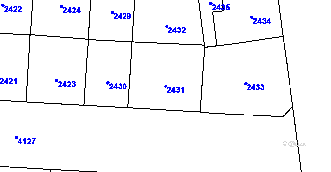Parcela st. 2431 v KÚ Vinohrady, Katastrální mapa
