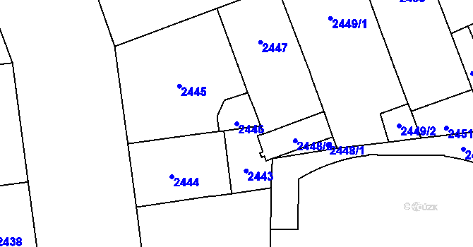 Parcela st. 2446 v KÚ Vinohrady, Katastrální mapa