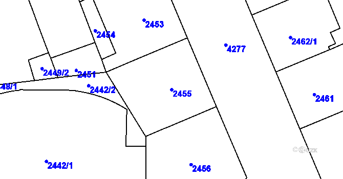 Parcela st. 2455 v KÚ Vinohrady, Katastrální mapa