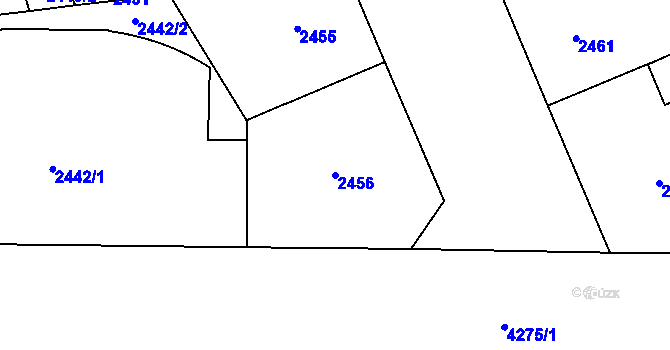 Parcela st. 2456 v KÚ Vinohrady, Katastrální mapa