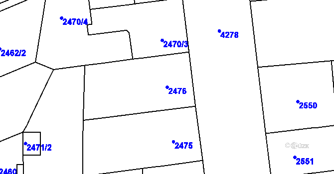 Parcela st. 2476 v KÚ Vinohrady, Katastrální mapa