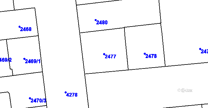 Parcela st. 2477 v KÚ Vinohrady, Katastrální mapa