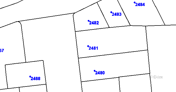 Parcela st. 2481 v KÚ Vinohrady, Katastrální mapa