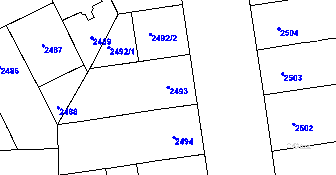 Parcela st. 2493 v KÚ Vinohrady, Katastrální mapa